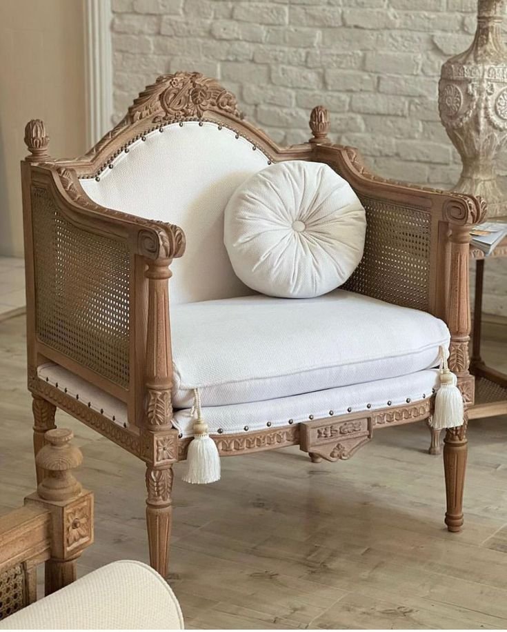 Luxury Carved Wooden Accent Chair