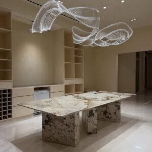 designer LED chandelier with flowing wave designmodern chandelier lighting for dining area India