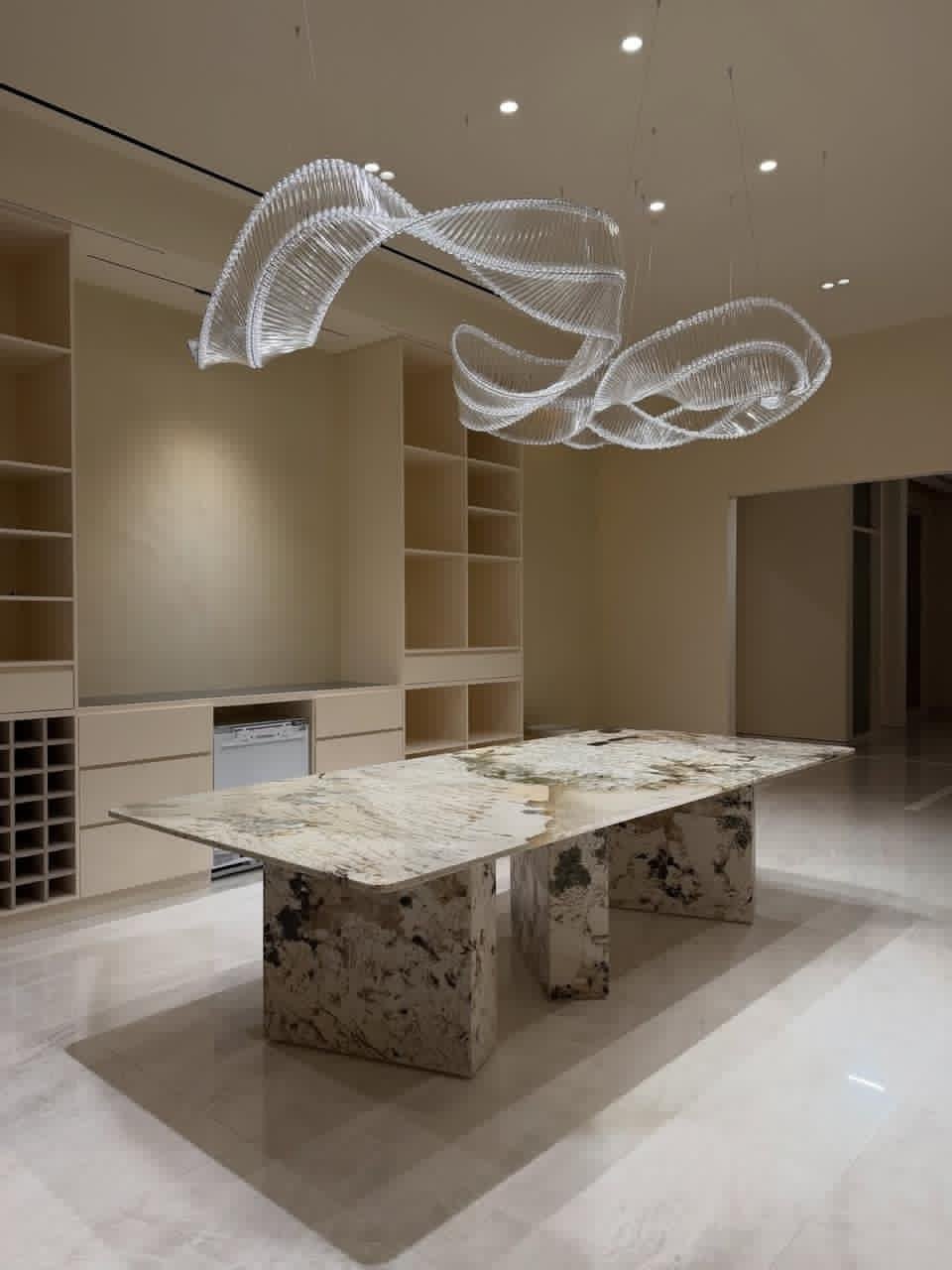 designer LED chandelier with flowing wave designmodern chandelier lighting for dining area India