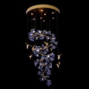 Celeste bloom chandelier 1500mm floral LED chandelier India luxury floral chandelier for large dining area lighting designer bloom chandelier with warm ambient glow modern floral chandelier for living room interiors brushed gold chandelier with decorative flower design large designer chandelier for luxury homes India contemporary floral LED chandelier for dining space elegant chandelier with floral elements for interiors premium chandelier lighting for hospitality spaces India decorative ceiling chandelier with flower design