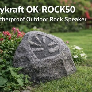 oxykraft ok rock50 landscape rock speaker outdoor compact garden rock speaker natural stone design outdoor weatherproof rock speaker india setup oxykraft speaker stone finish close up landscape speaker small garden installation rock speaker patio outdoor audio system